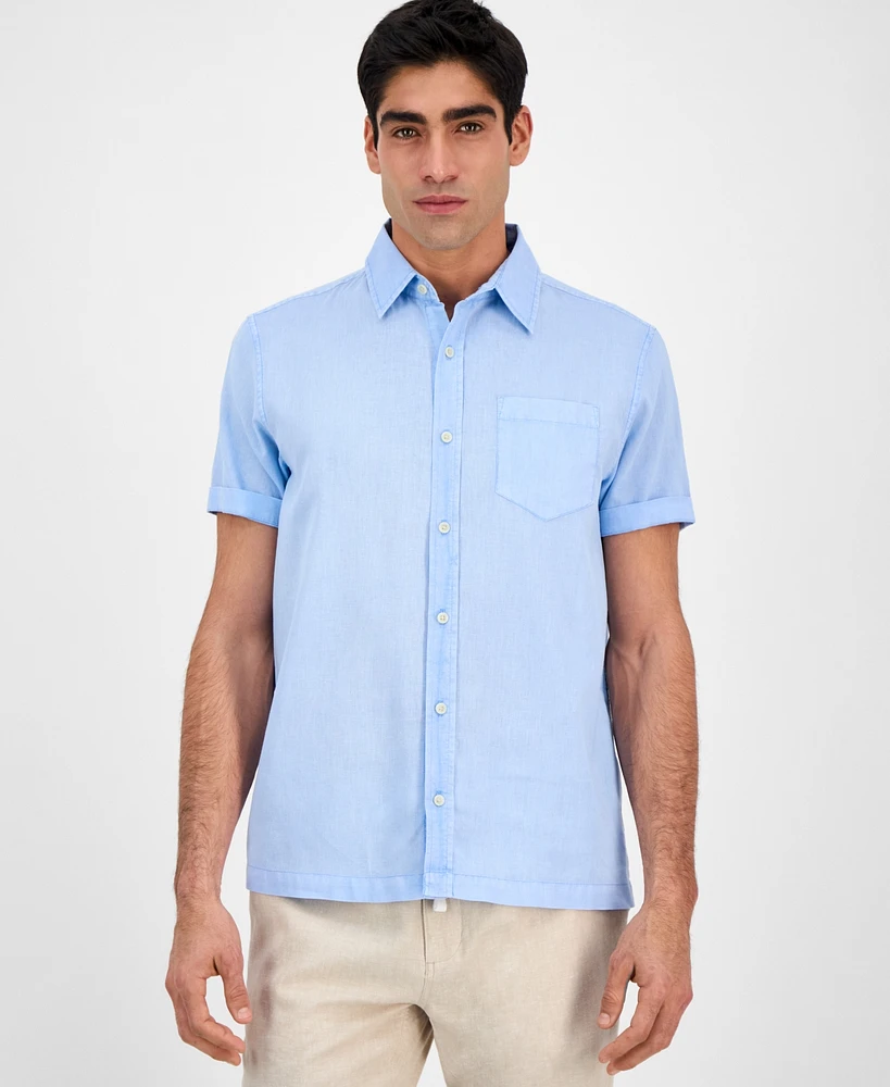 Sun + Stone Men's Blake Linen Chambray Short Sleeve Button-Front Shirt, Created for Macy's