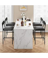 Bar Stools Set of 4, Upholstered Counter Height Bar Stools with Backrest and Footrest, Kitchen Barstools for Island, Counter Bar