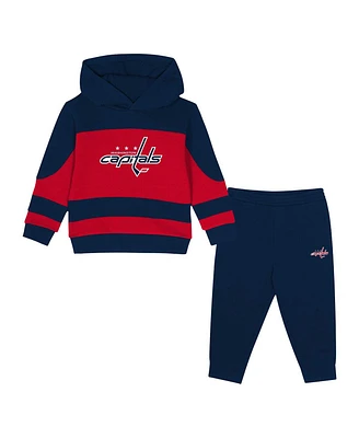 Outerstuff Toddler Navy/Red Washington Capitals Puck Hero Fleece Hoodie and Sweatpants Set