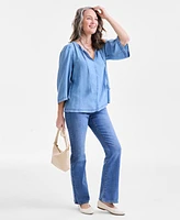 Style & Co Women's Split-Neck 3/4-Sleeve Top, Exclusively at Macy's