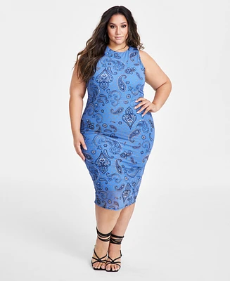 Nina Parker Trendy Plus Printed Mesh Midi Dress, Created for Macy's