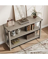 gaomon Farmhouse Entryway Table,47 Inch Narrow Long Console Table with Storage, 3 Tier Wood Console Table for Living Room, Farmhouse Sofa Tables Behin