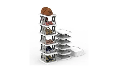 Foldable Shoe Rack with 6 Tiers – Compact Shoe Storage Shelf for Small Spaces, Closet or Dorm