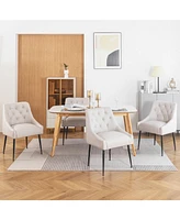 Dyhome Modern Dining Chairs Set of 4, Mid Century Kitchen Dining Chairs with 5.12” Cushions and Metal Legs, Upholstered Dining Chairs with Back