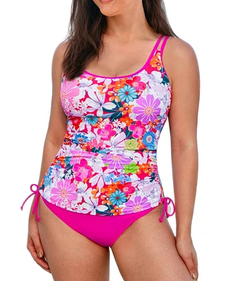 Cupshe Plus Size Double Straps Adjustable Side Drawstring Tankini Sets