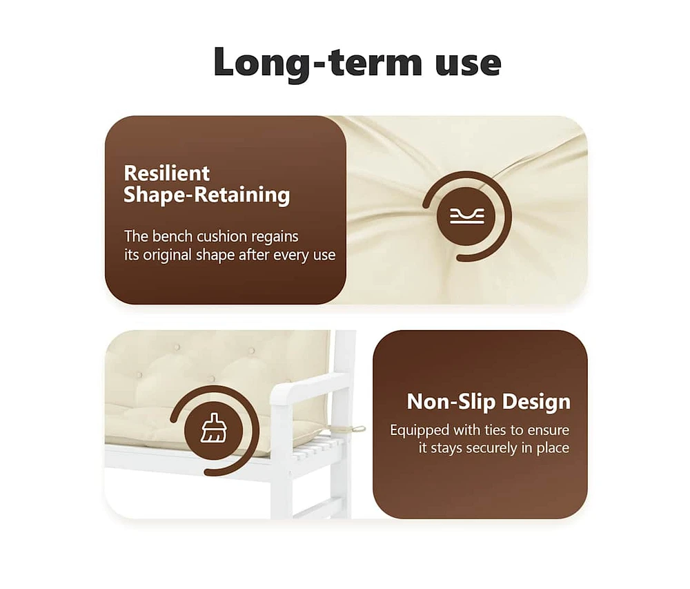 Garden Bench Cushion Cream White 78.7"x(19.7"+19.7")x2.8" Oxford Fabric