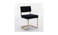 Slickblue Modern Armless Dining Chairs – Gold Metal Base, Corduroy Upholstery with Channel Tufting, Set of 2