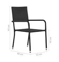 Patio Dining Chairs 6 pcs Stackable Black Poly Rattan
