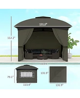 Outsunny 11' x 11' Outdoor Gazebo with Curtains, Church Windows,