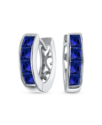 Bling Jewelry Small Cz Hoop Earrings Gold-Plated Sterling Silver Multi-Color Options