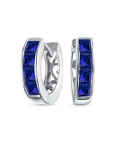 Bling Jewelry Small Cz Hoop Earrings Gold-Plated Sterling Silver Multi-Color Options