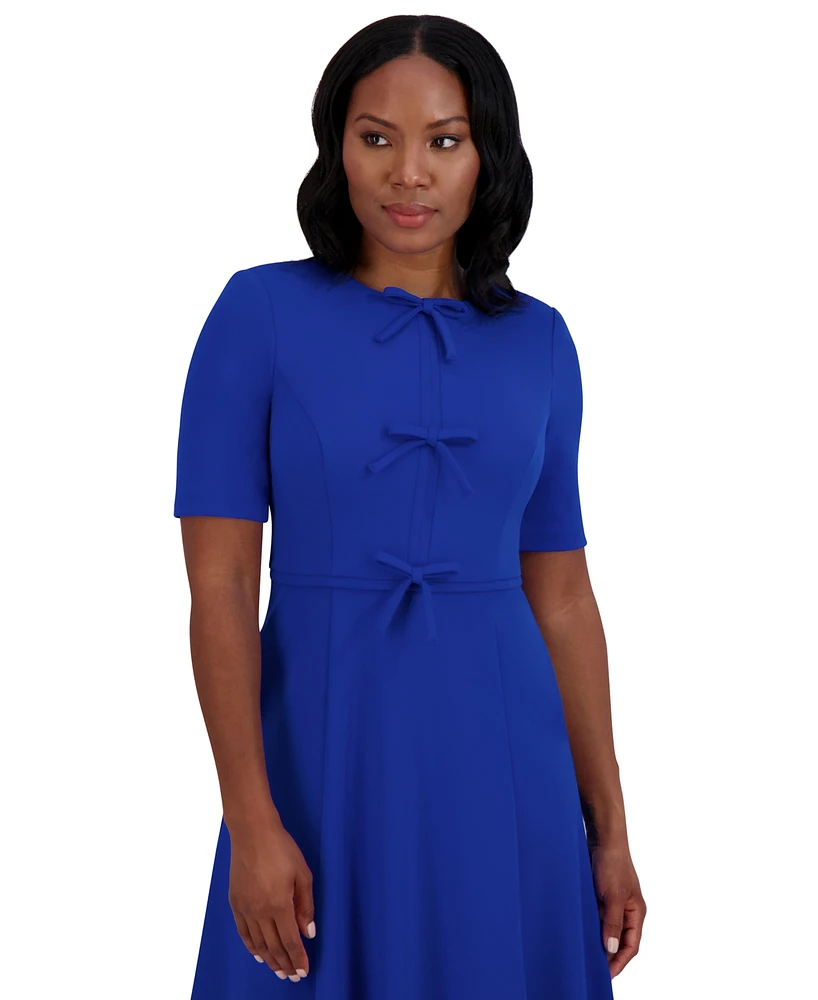 Jessica Howard Women's Bow-Trim Fit & Flare Dress