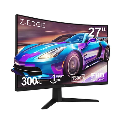 Z-edge 27" 1080P Full Hd 300 Hz 1 ms Curved Gaming Monitor, Hdmi x 2, Dp x 2, FreeSync