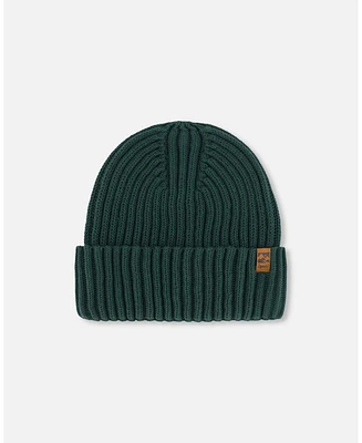 Deux par Deux Boy Cuffed Knit Hat Forest Green - Toddler|Child