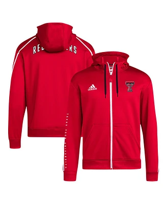 Adidas Men's Red Texas Tech Raiders 2024 Sideline Travel Aeroready Full-Zip Hoodie