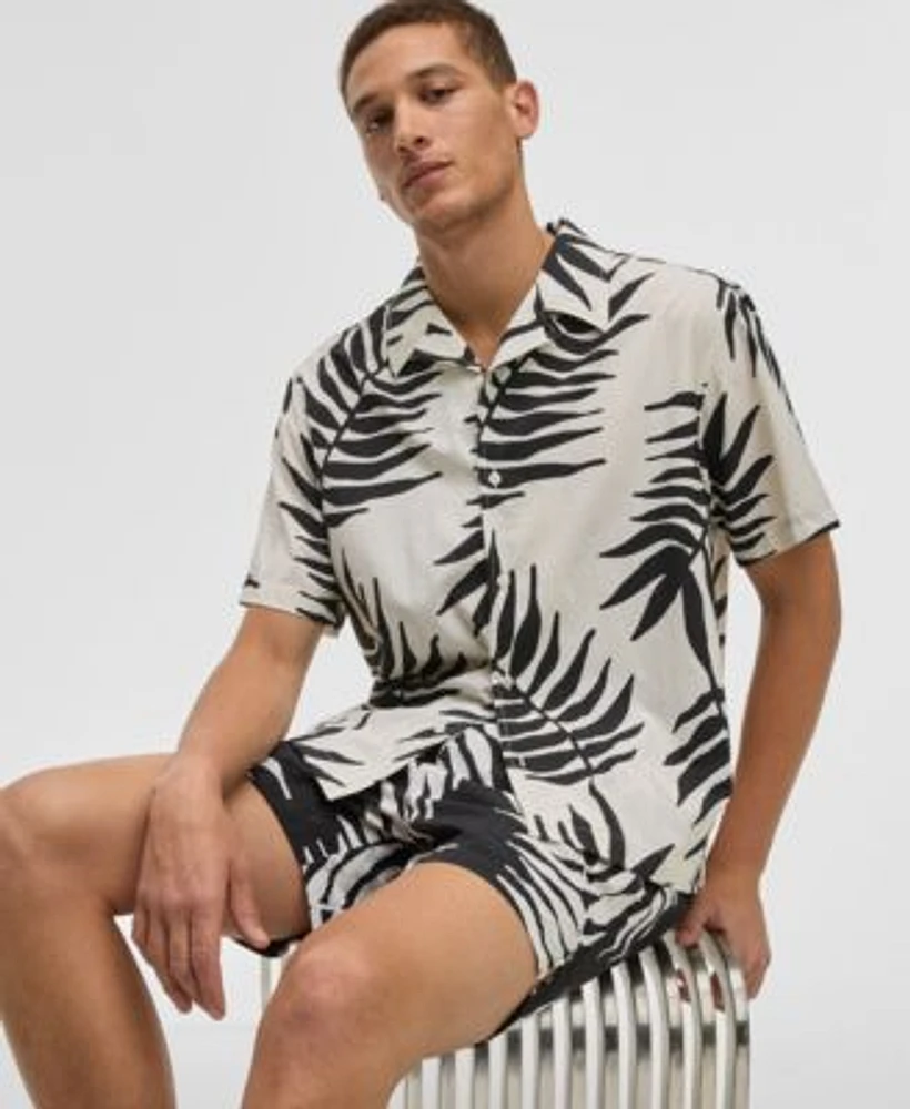 Mode Of One Mens Large Palm Relaxed Fit Printed Button Down Camp Shirt Regular Fit Printed Swim Trunks Exclusively At Macys