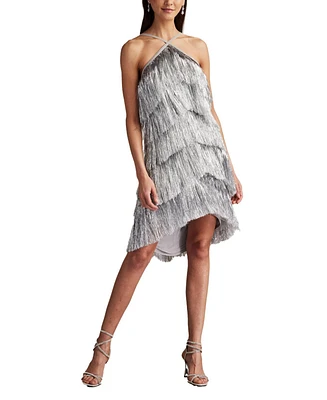 Tadashi Shoji Women's Remedy Metallic Fringe Mini Dress