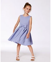 Deux par Deux Toddler Girls Neoprene Bow Dress Old Blue - Toddler|Child