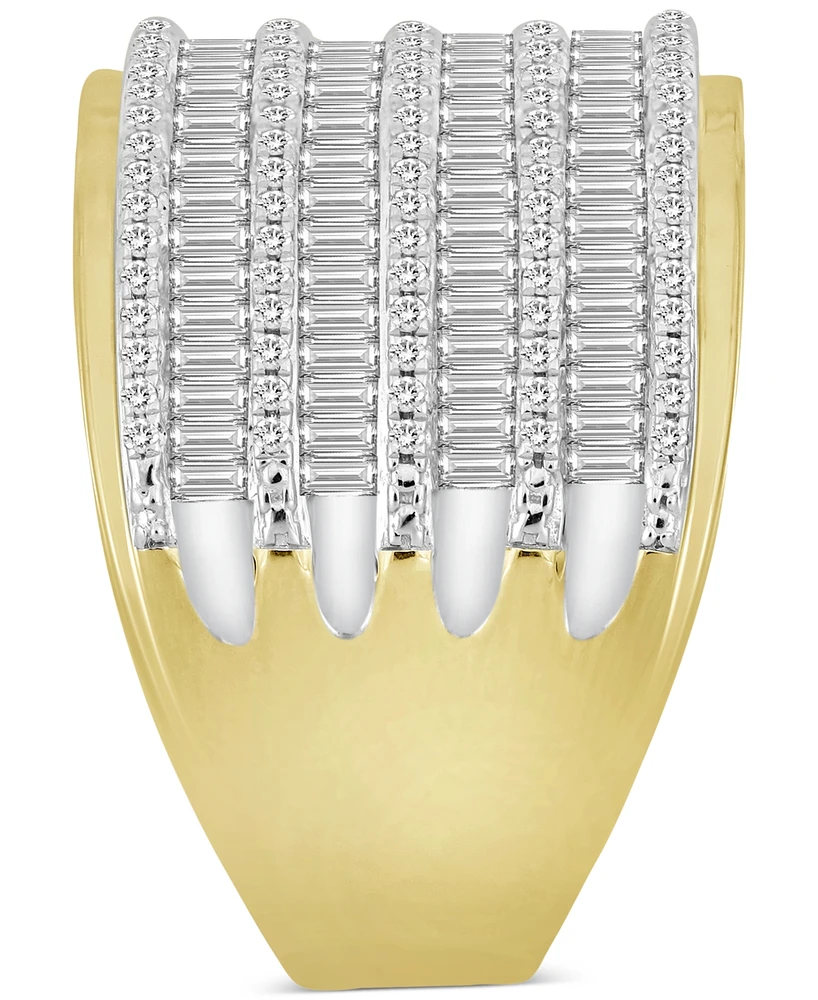 Men's Diamond Round & Baguette Multirow Ring (2 ct. t.w.) in 10k Gold
