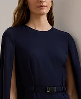Lauren Ralph Lauren Women's Belted Cape Georgette Cocktail Dress