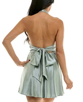 Katia Rae Juniors' Satin Halter Open-Back Dress