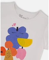 Deux par Deux Big Girls Organic Cotton Tee Fruits On White Background