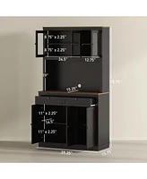 Homcom 71" Tall Kitchen Pantry Storage Cabinet with Microwave Sd,