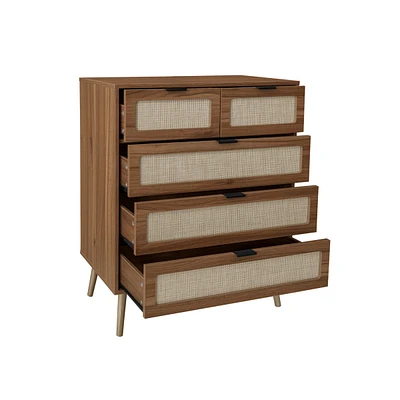 5 Drawer Dresser Modern Closet Dressers Chest of Drawers Storage Cabinet with Drawers Entryway Cabinet for Living Room, Brown