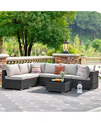 Xizzi 7-Piece Patio Furniture Outdoor Sofa Sets with New Wicker,Cushions and Coffee Table Suitable For patio, garden, backyard, yard balcony,Navy
