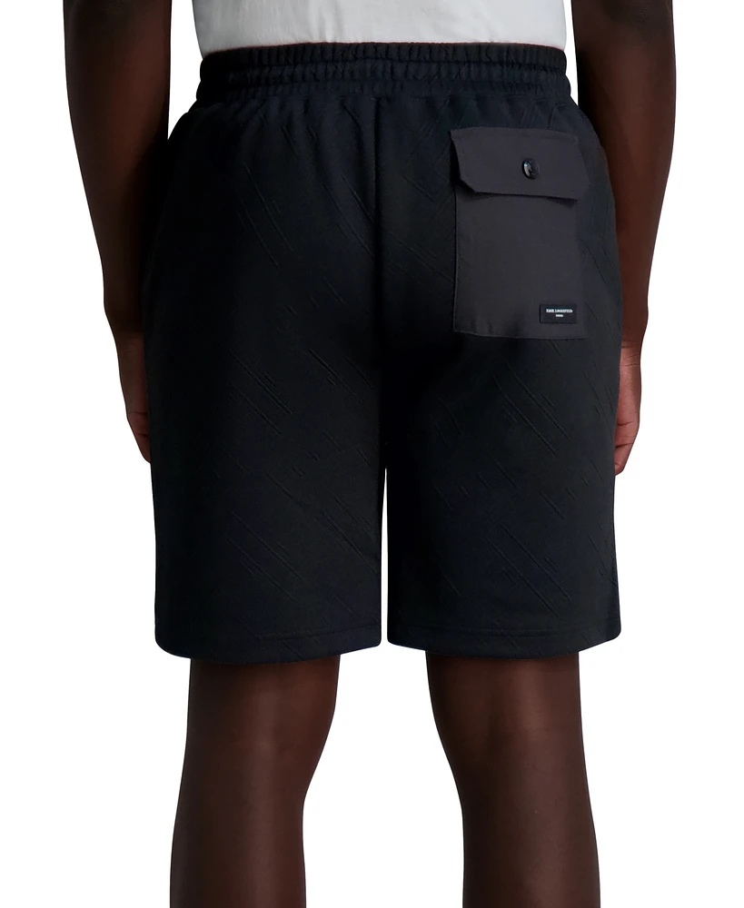Karl Lagerfeld Paris Men's Relaxed Fit Drawstring Jacquard 8-1/2" Shorts