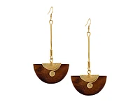 Pinduli Handmade Brass & Wood Drop Earrings – Elegant Statement Design