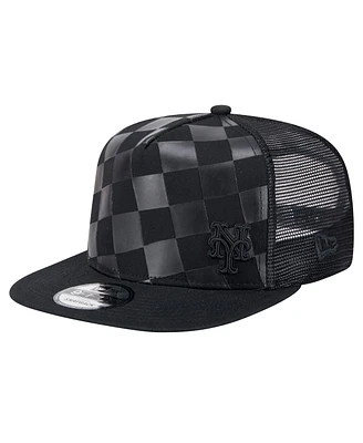 New Era Men's Black New York Mets Score Check 9FIFTY A-Frame Trucker Snapback Hat