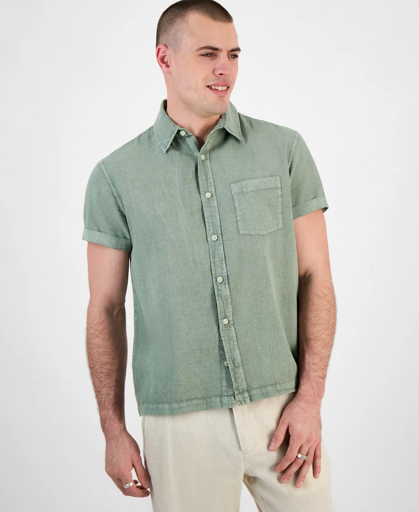 Sun + Stone Men's Blake Linen Chambray Short Sleeve Button-Front Shirt, Created for Macy's