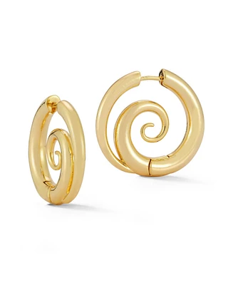 Rachel Zoe Rhodium Plated Swirl Hoop Earrings