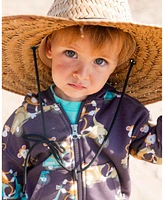 Deux par Deux Baby Boys Printed French Terry Hooded Full Zip Cardigan Sweatshirt Monkey On Navy Moped