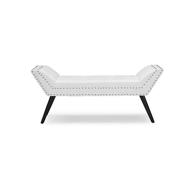 Baxton Studio Tamblin Modern and Contemporary White Faux Leather Upholstered Large Ottoman Seating Bench