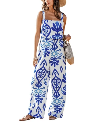 Cupshe Women's Watercolor Baroque Square Neck Jumpsuit