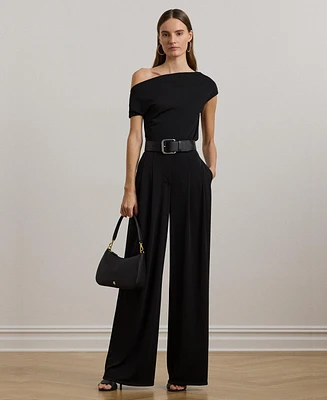 Lauren Ralph Women's Pleated Stretch Jersey Wide-Leg Pants, Regular & Petite