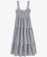On 34th Women's Woven Gingham Tiered Scoop-Neck Tank Midi Dress