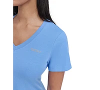 Dkny Sport Women's Studded-Logo V-Neck T-Shirt Dress