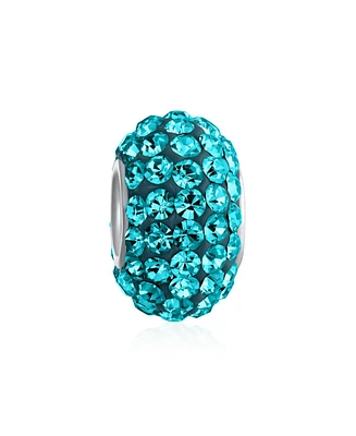 Bling Jewelry Solid Color Pave Crystal Spacer Bead Charm Bracelet with Sterling Silver Core