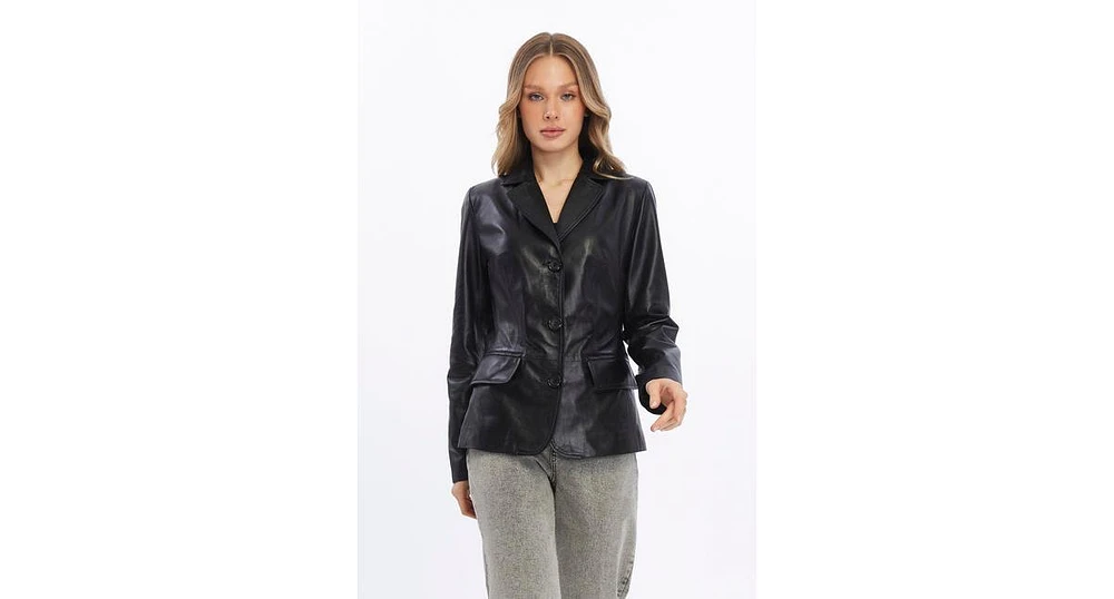 Furniq Uk Women's Leather Blazer