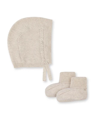 Hope & Henry Baby Boys Organic Sweater Bonnet and Bootie 2-Piece Set