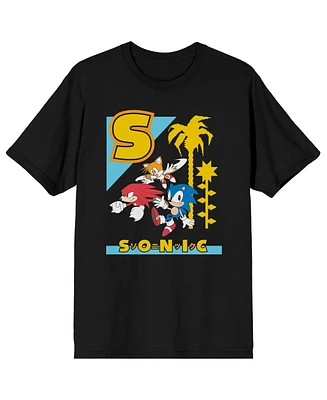 Sonic the Hedgehog Men's Classic S Color Art Crew Neck Short Sleeve Black