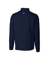 Cutter & Buck Men's Navy Detroit Lions Big Tall Traverse Stretch Quarter-Zip Top