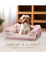 Reserve Jacquard Cuddler, Ultra-Soft & Elegant Pet Bed for Dogs Cats, Pink