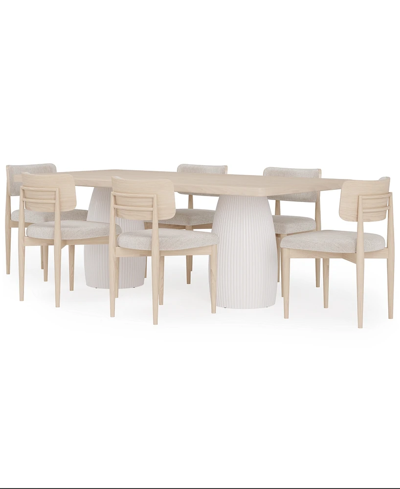 Lunare 7-Pc. Dining Set (Rectangular Table & 6 Curved Chairs)