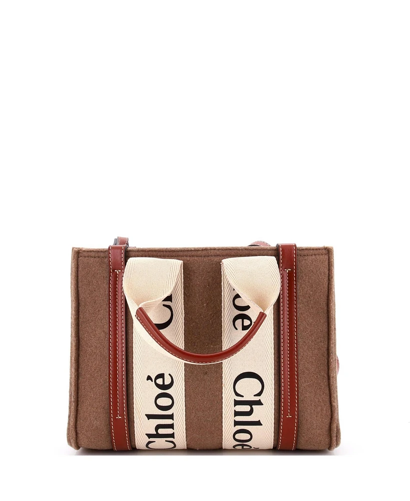 Pre-Owned Chloe Small Woody Tote Recycled Felt with Leather and Canvas