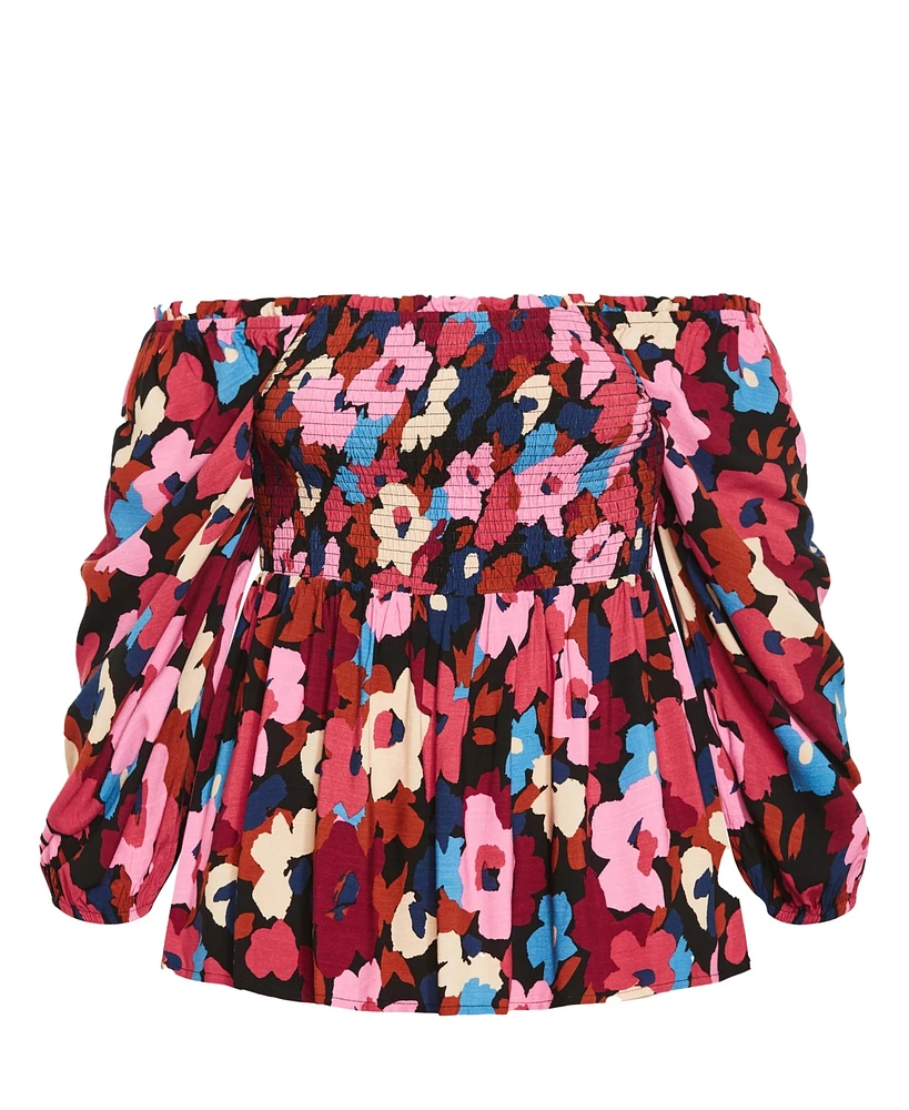 Plus Poppy Print Top