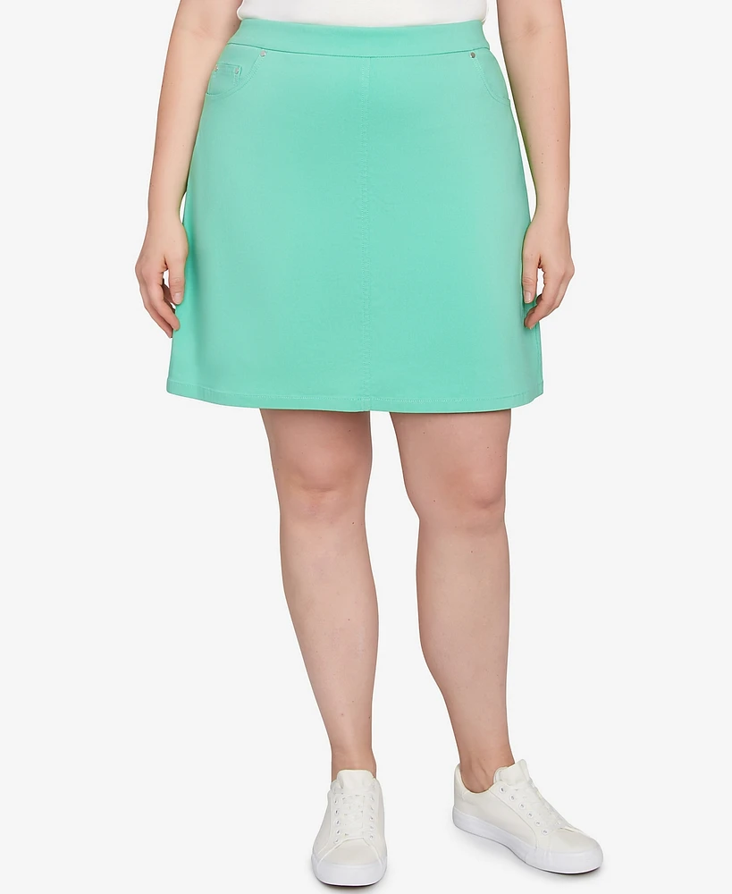 Hearts Of Palm Plus Size It Had To Be Blue Solid Tech Stretch Pull On Skort